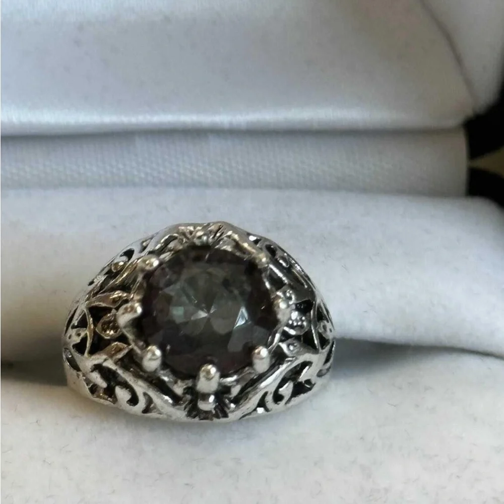 SIZE 6 Fashion And Exquisite Colorful‎ Flower Ring Silver